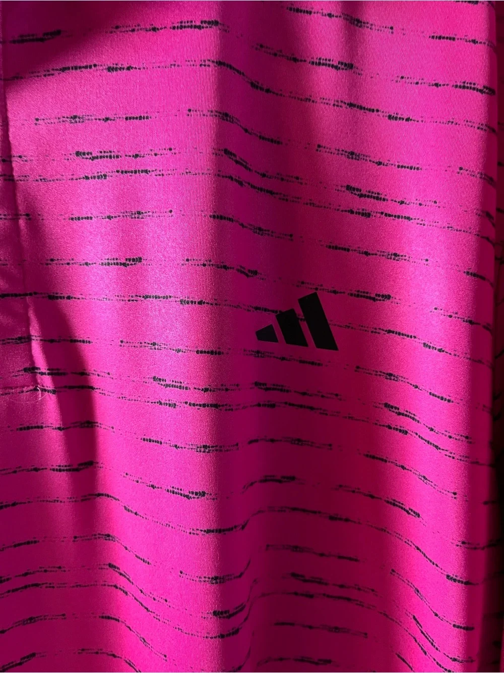 adidas Men’s Hot Pink Polo with Black Stripe Detail